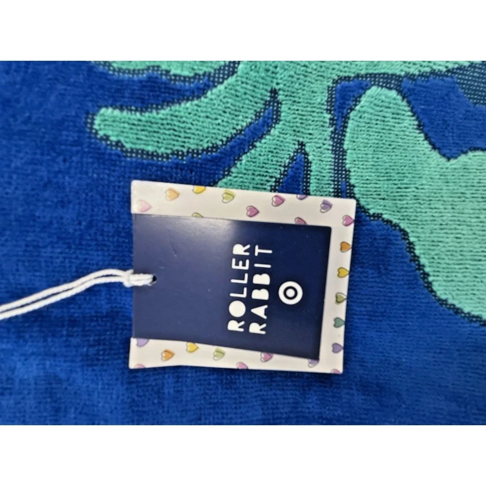 Roller Rabbit Blue Lobster Oversized Beach Towel‎ 40x72 Cotton Hanging Loop NWT